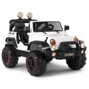 White 12V Kids Ride-On Truck with 3 Speeds, Remote Control, MP3, LED Lights, USB, and Cover