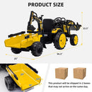 24V Kids 3-in-1 Ride-On Tractor, Excavator, and Bulldozer with Remote Control and Trailer