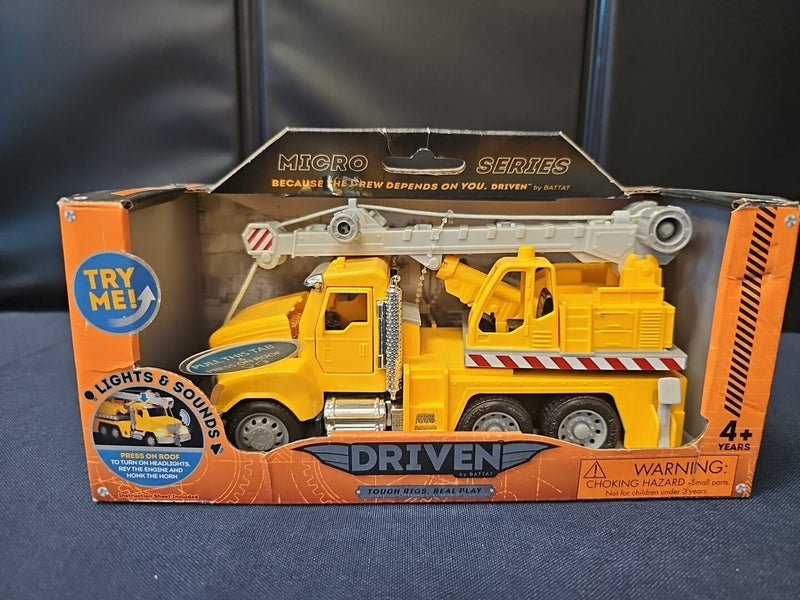 Micro Series Yellow Crane Construction Truck with Lights and Sounds
