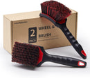 Dual-Pack Wheel and Tire Cleaning Brush Set with Soft and Stiff Bristles