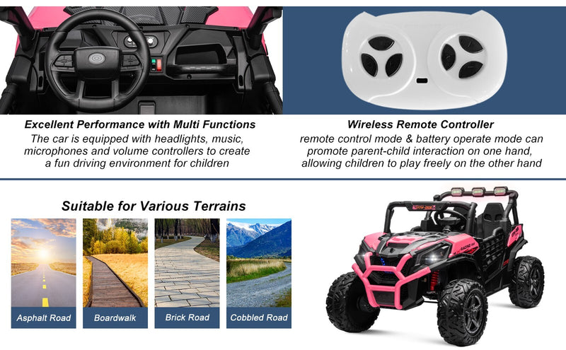 Kids Electric Ride-On UTV Truck with 24V Power, 4WD/2WD and Remote Control
