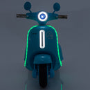 Blue 12V Electric Scooter for Kids 3-6 Years with Backrest and Bluetooth Music