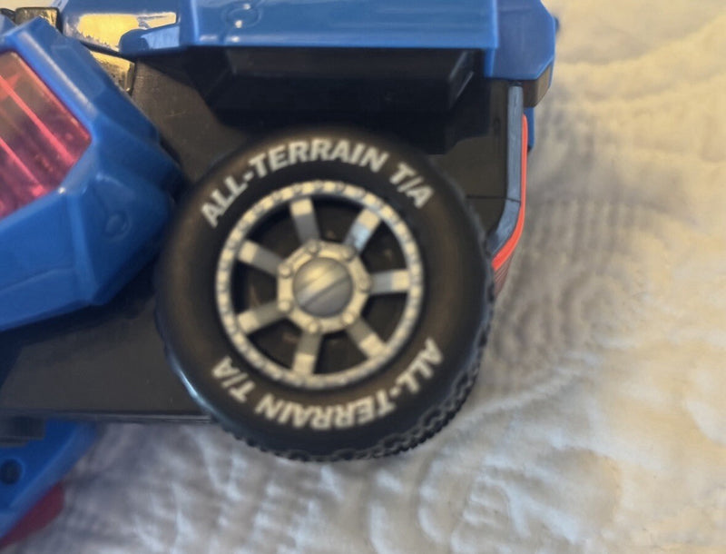 Mechanical Transforming Dinosaur Car Toy with LED Lights and Sound in Blue and Red