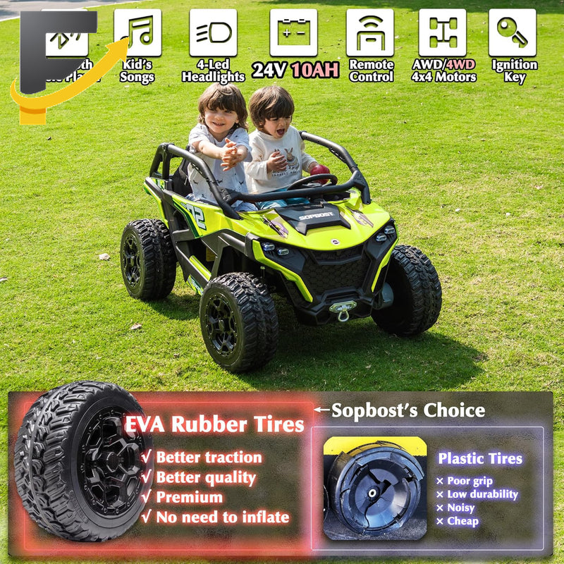 24V 10Ah Kids 2-Seater Ride-On UTV with Remote Control for Boys and Girls