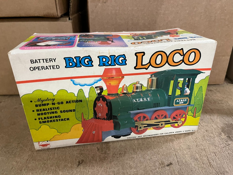 Vintage Large Electric N Scale Locomotive Train in Box Bump-N-Go AT&SF 1079