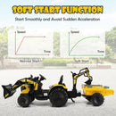 12V Electric 3-in-1 Kids Ride-On Excavator and Bulldozer with Remote and Trailer