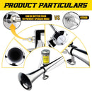 GAMPRO 12V 150dB Chrome Zinc 18-Inch Single Trumpet Air Horn Kit