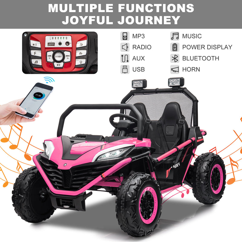 24V Kids 2-Seater Ride-On UTV Car with 400W Motor, Metal Frame, and EVA Wheels