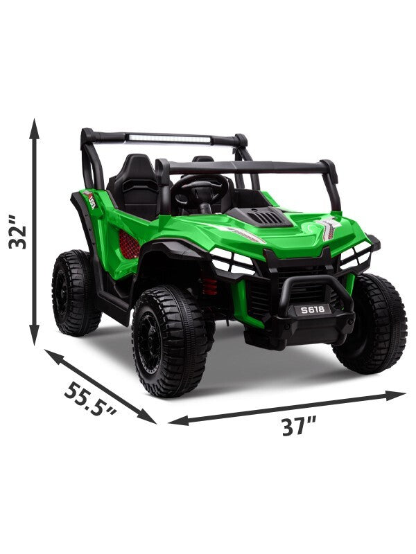 24V Kids Electric 4WD Ride-On UTV Truck, 2-Seater, Green, 80W Motor