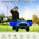 Blue 12V Remote Control Ride-On Car for Kids Ages 3-6 with 4-Wheel Shock Absorption