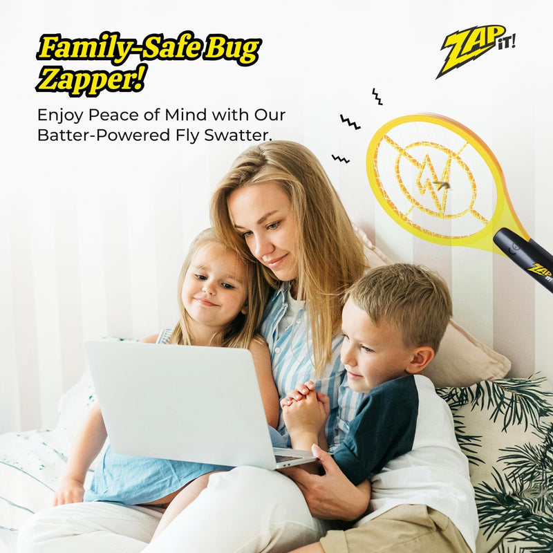 Battery-Powered Fly Swatter Racket with 3,500 Volt Electric Bug Zapper