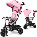 INFANS 6-in-1 Pink Kids Tricycle with Reversible Seat for Ages 9-60 Months