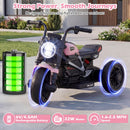 Pink 6V Children's Motorcycle with Music, Stories, LED Lights, Accelerator Pedal, and Three Wheels