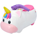 Kiddieland Unicorn Ride-On with Lights & Sounds - White-Pink-Rainbow