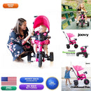 Joovy Tricycoo 4.1 Pink Tricycle for Kids with Parent Handle, Safety Harness, and Canopy