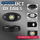 24 White LED Rock Lights for Trucks, UTVs, ATVs, SUVs, RZRs, and Pickups