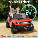 24V Kids Electric Ride-On Car with Switchable 4WD/2WD, LED Lights, and Rear Storage