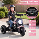 Pink 6V Children's Motorcycle with Music, Stories, LED Lights, Accelerator Pedal, and Three Wheels