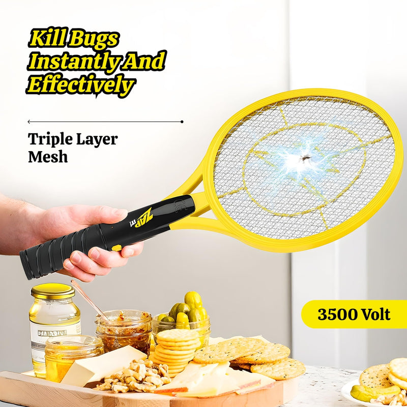 Battery-Powered Fly Swatter Racket with 3,500 Volt Electric Bug Zapper
