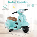 Licensed Vespa Toddler Ride-On Motorcycle with LED Lights and Training Wheels