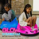 Pink LED Bumper Car for Kids – 6V Ride-On Toy with 360° Spin and Rechargeable Battery