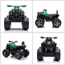 12V Green Kids ATV Quad with LED Headlights and Wide Wheels