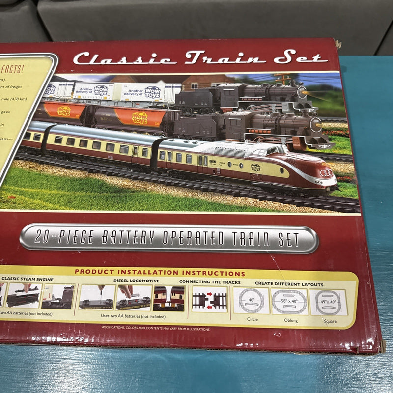 WOWTOYS 20-Piece Classic Train Set with Battery-Operated Lights and Sounds
