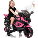 6V Battery-Powered Pink Ride-On Motorcycle for Kids with Headlight Wheels