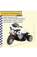 Electric 3-Wheel Kids Motorcycle with Police Decals and Headlights (Black)