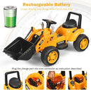 Excavator Ride-On Toy with Front Loader and Horn, Reversible Motion