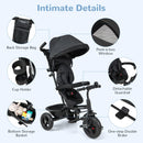 INFANS 6-in-1 Kids Tricycle for Toddlers, Black, Suitable for Ages 9-60 Months