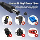 12V Ride-On Toy Charging Adapter with 6.6FT Cable and 5.5mm x 2.1mm Round Plug