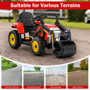 12V Electric Ride-On Road Roller Tractor with Remote Control, LED Lights, and Music in Red
