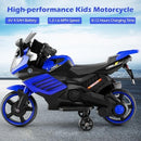 6V Blue Kids Ride-On Motorcycle with Training Wheels, Horn, and Headlight