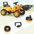 Yellow 6V Battery-Powered Ride-On Excavator Digger with Digging Bucket