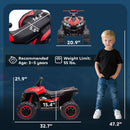12V Electric Kids ATV Quad with Dual Motors, 2-Speed, Headlights, and Music in Red