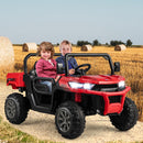 12V Electric Dump Truck with Functional Dump Bed, Safety Belt, and Secure Locking Doors in Red