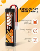 7.2V 5000mAh NiMH RC Battery with TMY Connector - High Power Performance