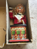 Rosko Vintage 1960s Tin Battery Operated Bartender Toy Figure with Original Packaging