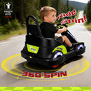 MINIATURE MOTORS 12V Bluetooth Bumper Car with Remote Control and 360 Spin - Black