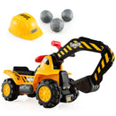 Costzon Kids Ride-On Excavator Digger Bulldozer with Safety Helmet, 3-in-1