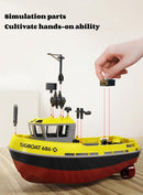 Yoyoom 1/72 Scale Remote Control Tugboat with LED Lights and Low Battery Alert for Pools and Lakes