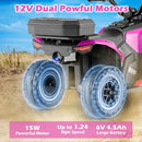 OLAKIDS 6V Pink Kids ATV with Spray Feature, Remote Control, and Storage Compartment