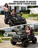 OROFULL 12V Battery-Powered Ride-On Car for Kids with Remote Control and Sound Features, Black