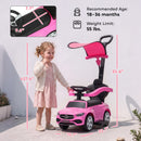 Licensed Mercedes-Benz 4-in-1 Toddler Push Car with Handle in Pink