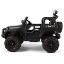12V Battery-Powered Black Kids Ride-On Truck with Remote Control, MP3, LED Lights, USB, and Cover