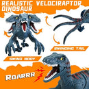 Blue Remote-Controlled Velociraptor Dinosaur Toy for Children