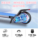 Kids' Electric Scooter 150W Motor, Adjustable Speeds 4/7/11 Mph, 60 Minutes of Fun