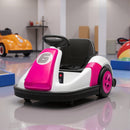 Qaba Pink Electric Bumper Car for Kids with Large Wheels