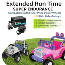 12V Power Wheels Ride-On Toy Car Replacement Battery | 12Ah Quick Charger, 2 in 1
